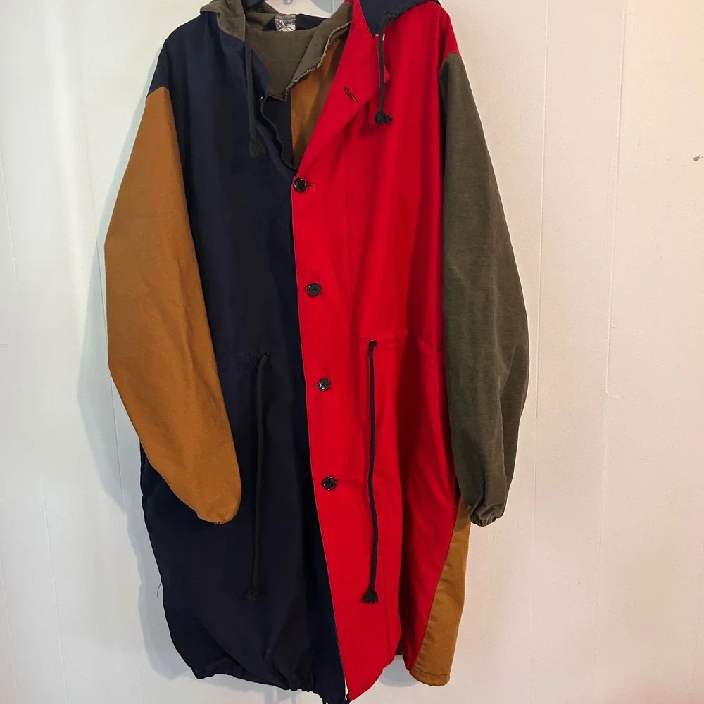 P.J. Henry Mens Colorblock Hooded Parka Jacket Multi Color Canvas Streetwear L